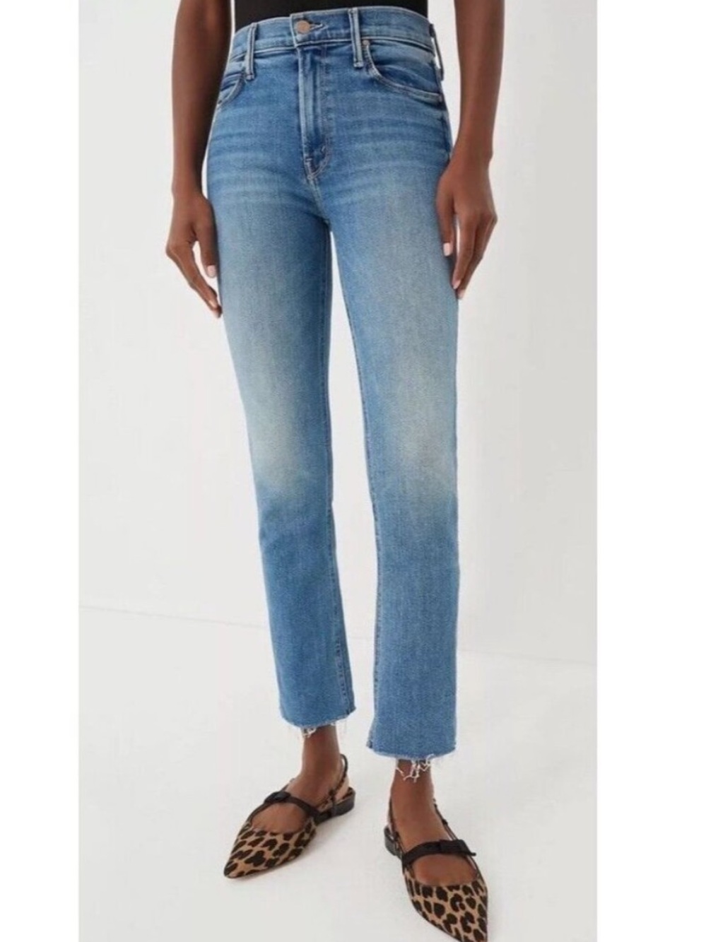 Mother Mid Rise Dazzler Ankle Fray Jeans